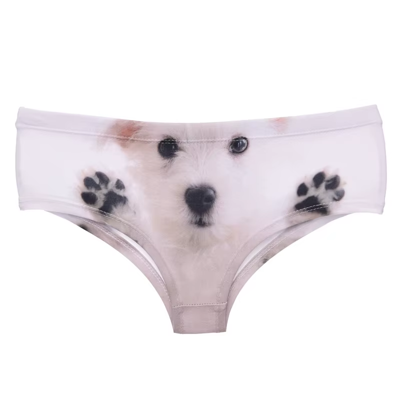 DeanFire Kawaii 3D culottes femmes sous-vêtements blanc chiot drôle impression belle Push Up slips L