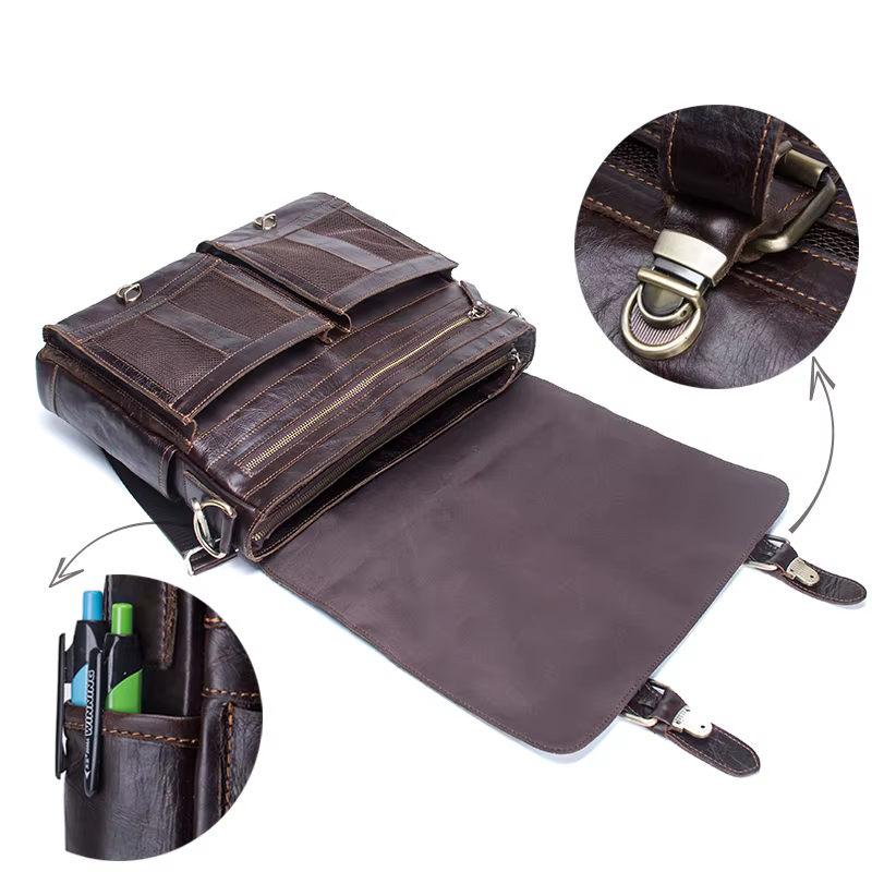CONTACT'S-Sac à main d'affaires en cuir véritable pour hommes, étui à bombes, grand sac pour ordinat