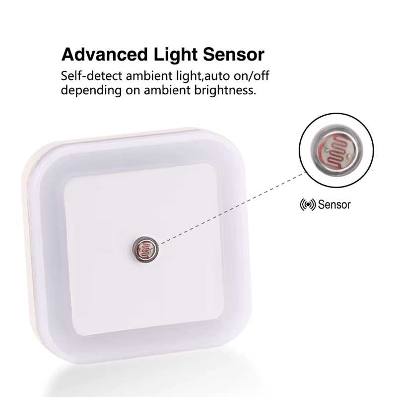 Capteur sans fil LED veilleuse prise ue US Mini veilleuses carrées pour bébé enfants salon chambre c