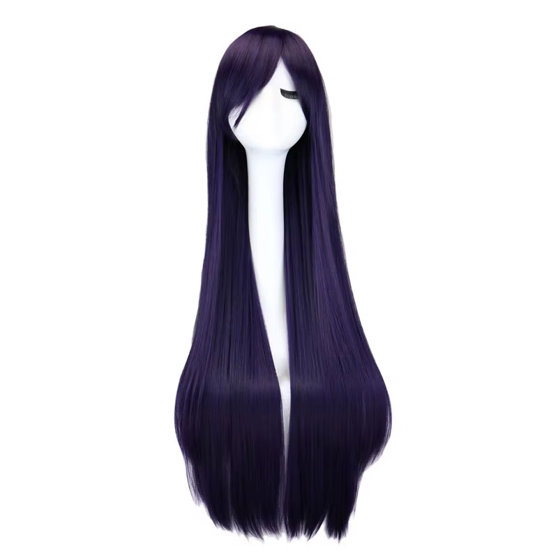 Perruque de Cosplay synthétique longue et lisse, 100 Cm, noir, violet, noir, rouge, rose, bleu, marr