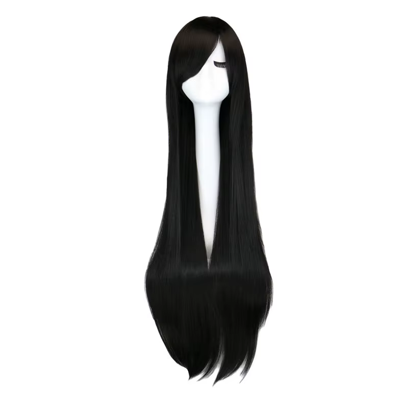 Perruque de Cosplay synthétique longue et lisse, 100 Cm, noir, violet, noir, rouge, rose, bleu, marr