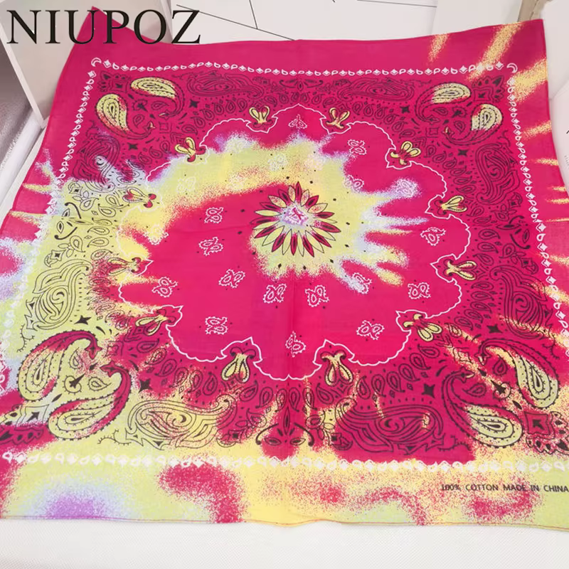 Nouvelle mode Hip Hop 100% coton Bandana carré écharpe 55 cm * 55 cm noir rouge Paisley bandeau impr