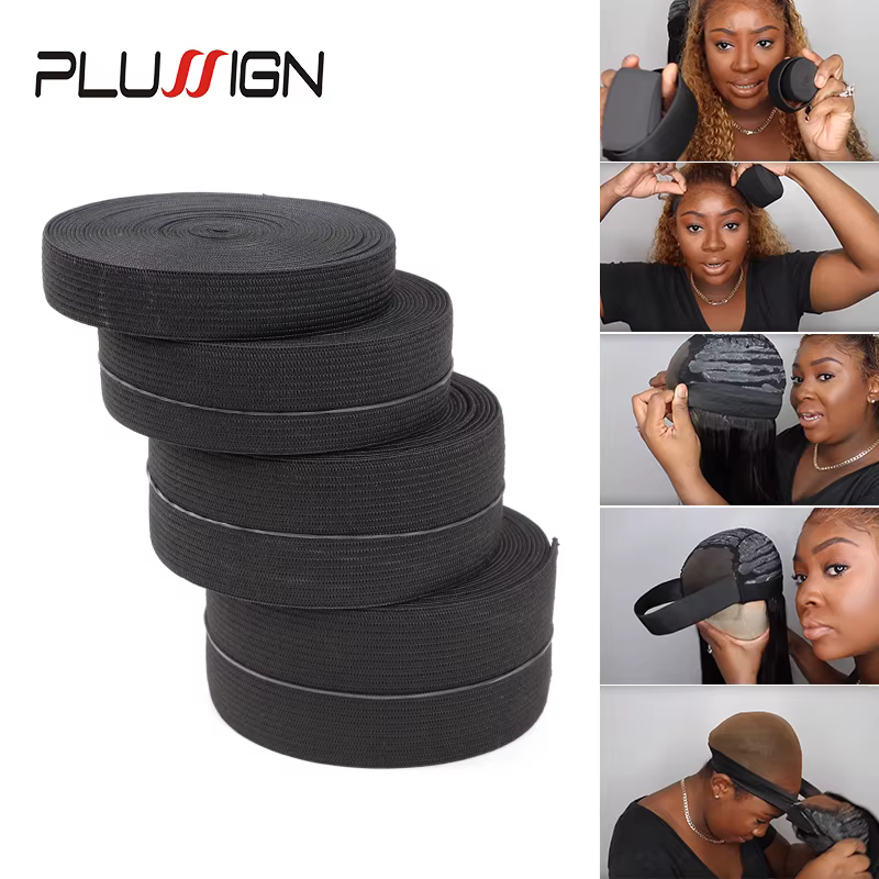 Bande élastique noire pour perruques, 5 mètres de largeur, 1.5-4cm, Spandex, garniture de ceinture, 