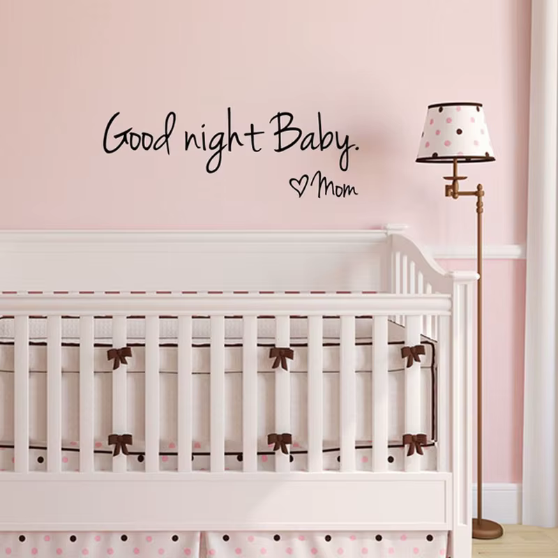 Bonne nuit bébé anglais lettre Stickers muraux pour chambre de bébé décoration décalcomanies amovibl
