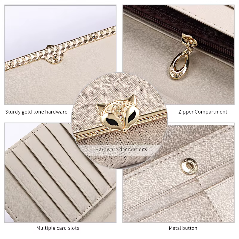 FOXER marque femmes portefeuille Long en cuir fendu dame pochettes de luxe porte-monnaie femme mode 
