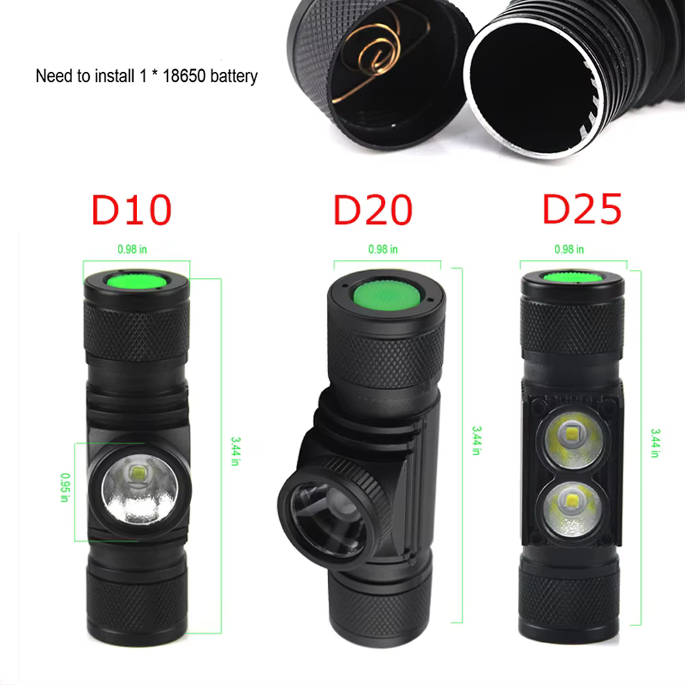 BORUiT LED Mini lampe frontale haute puissance 1000LM phare 18650 lampe frontale Rechargeable Campin