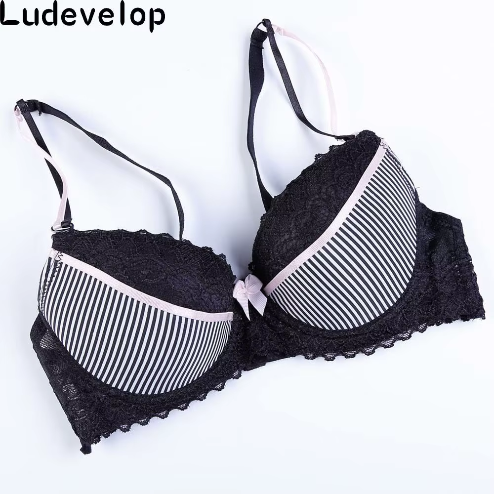 Intime nouveau push up femmes rayé soutien-gorge BC tasse dentelle lingerie broderie sexy jeune femm