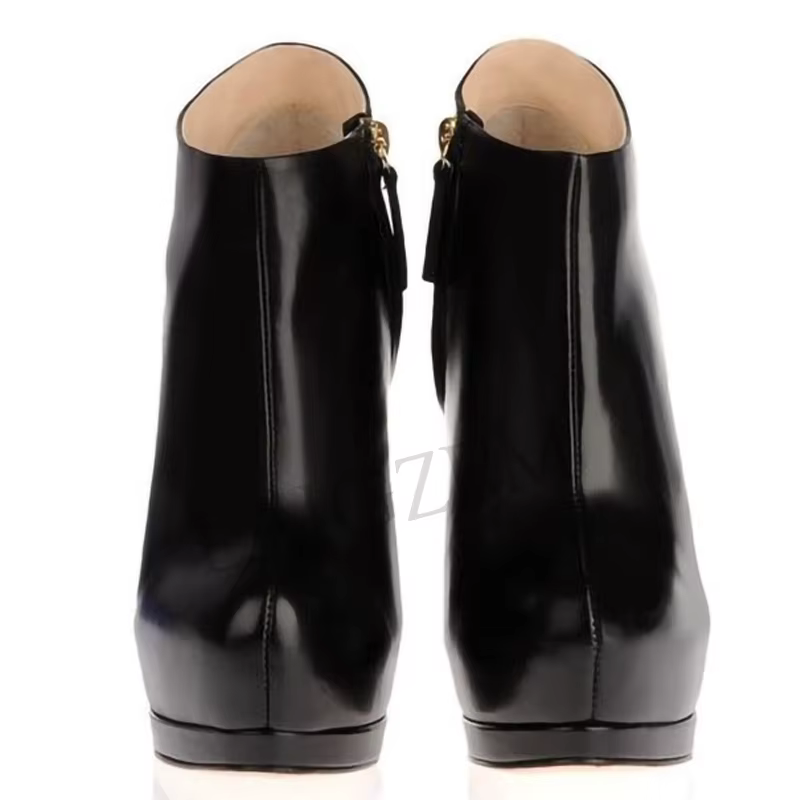 LAIGZEM-Bottes Noires Fermées à Plateforme et Talon Aiguille, Chaussures à la Mode Personnalisées po
