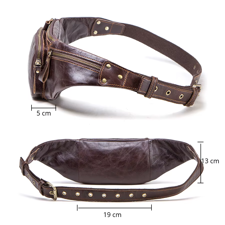 Sac banane en cuir de vachette CONTACT'S pour homme, nouveau sac de taille décontracté, petit sac ba