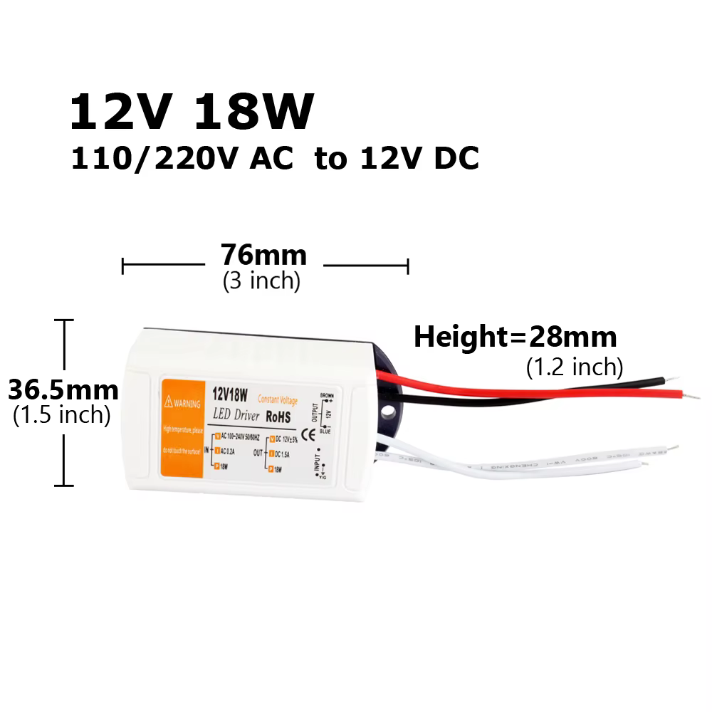 Alimentation 12 volts, pilote LED 12V, 18W 28W 48W 72W 100W AC 110V 220V à 12V DC, adaptateur de tra