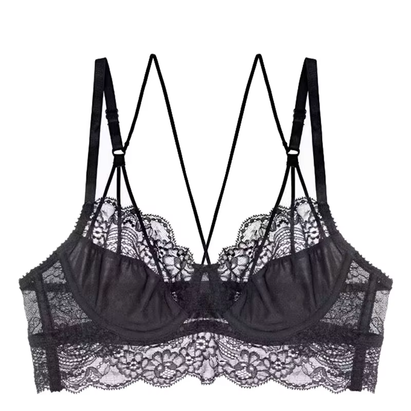 Soutien-gorge sans armatures pour femme, en dentelle florale, confortable et respirant