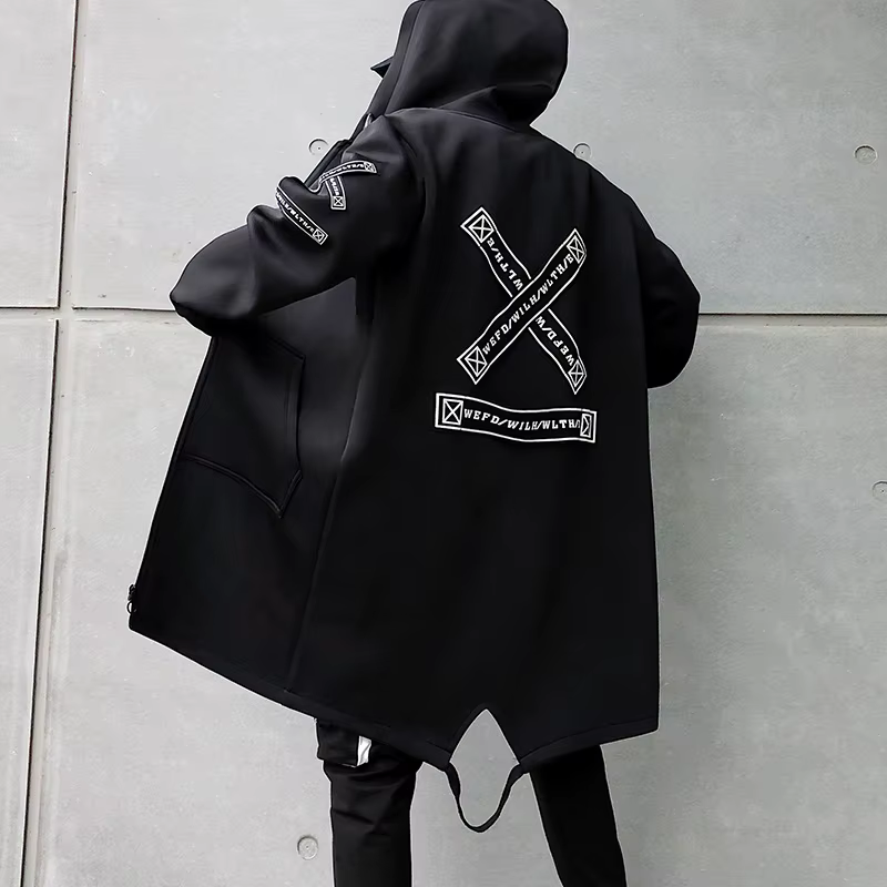 Nouveaux hommes Streetwear noir vestes et manteaux Hip Hop Harajuku à capuche hommes coupe-vent pard