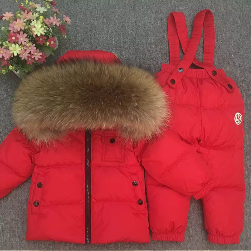 Costume d'hiver russe pour filles, costumes chauds d'hiver pour enfants, veste en duvet de canard +