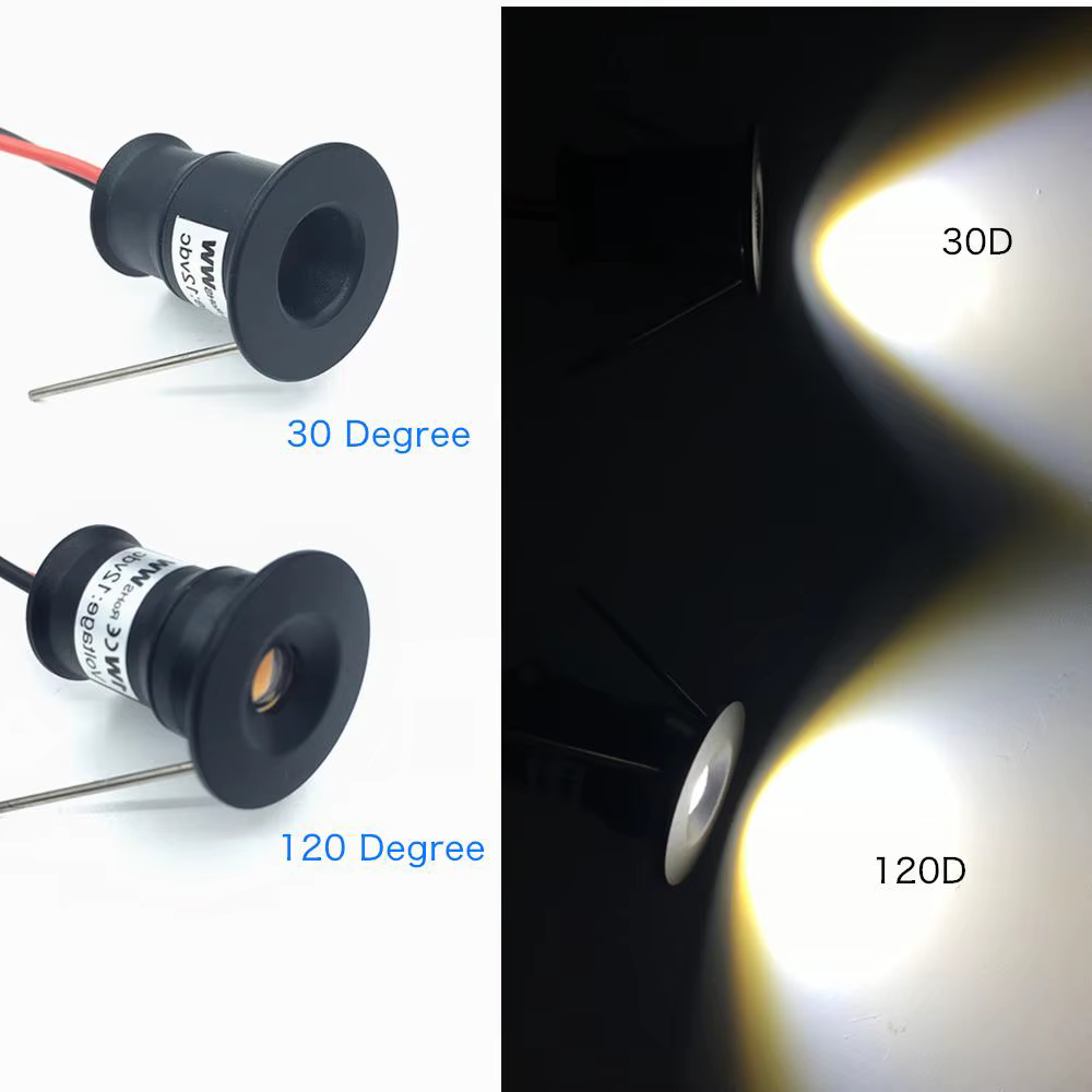 Mini spot LED 1W IP65 12V pour éclairage d'ambiance, idéal pour escaliers, allées, cours, armoires e