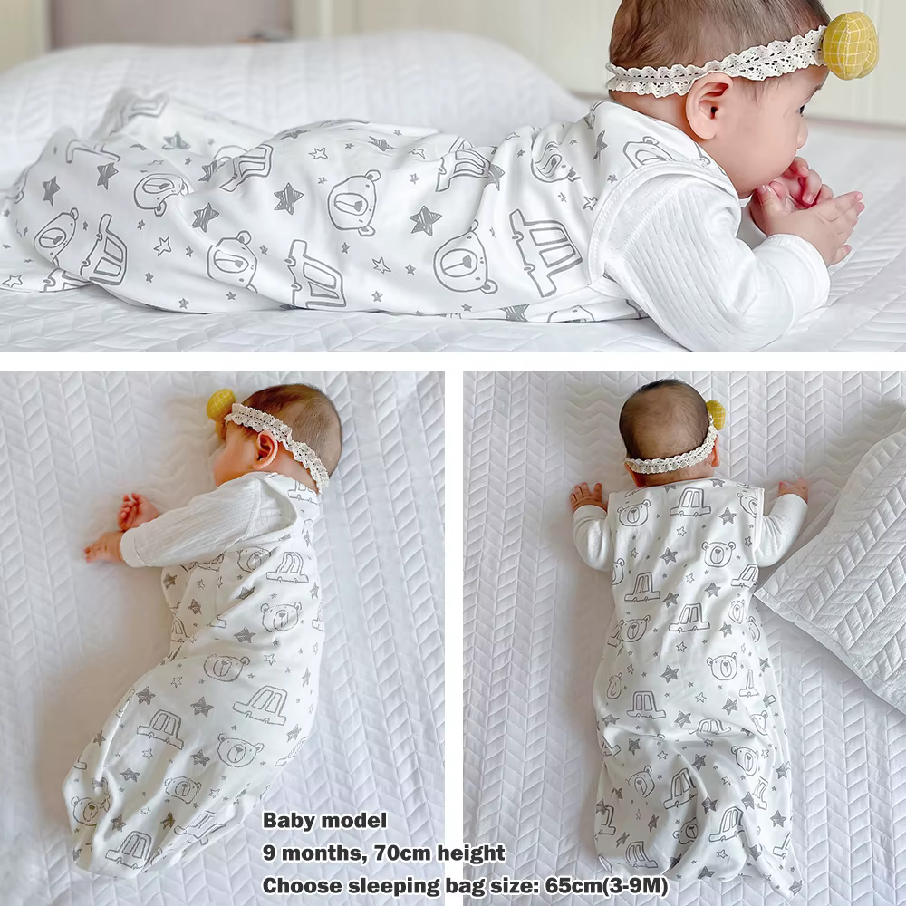 Sacs de couchage pour bébé de 3 à 18 mois, vêtements de nuit fins d'été une pièce imprimé ours migno