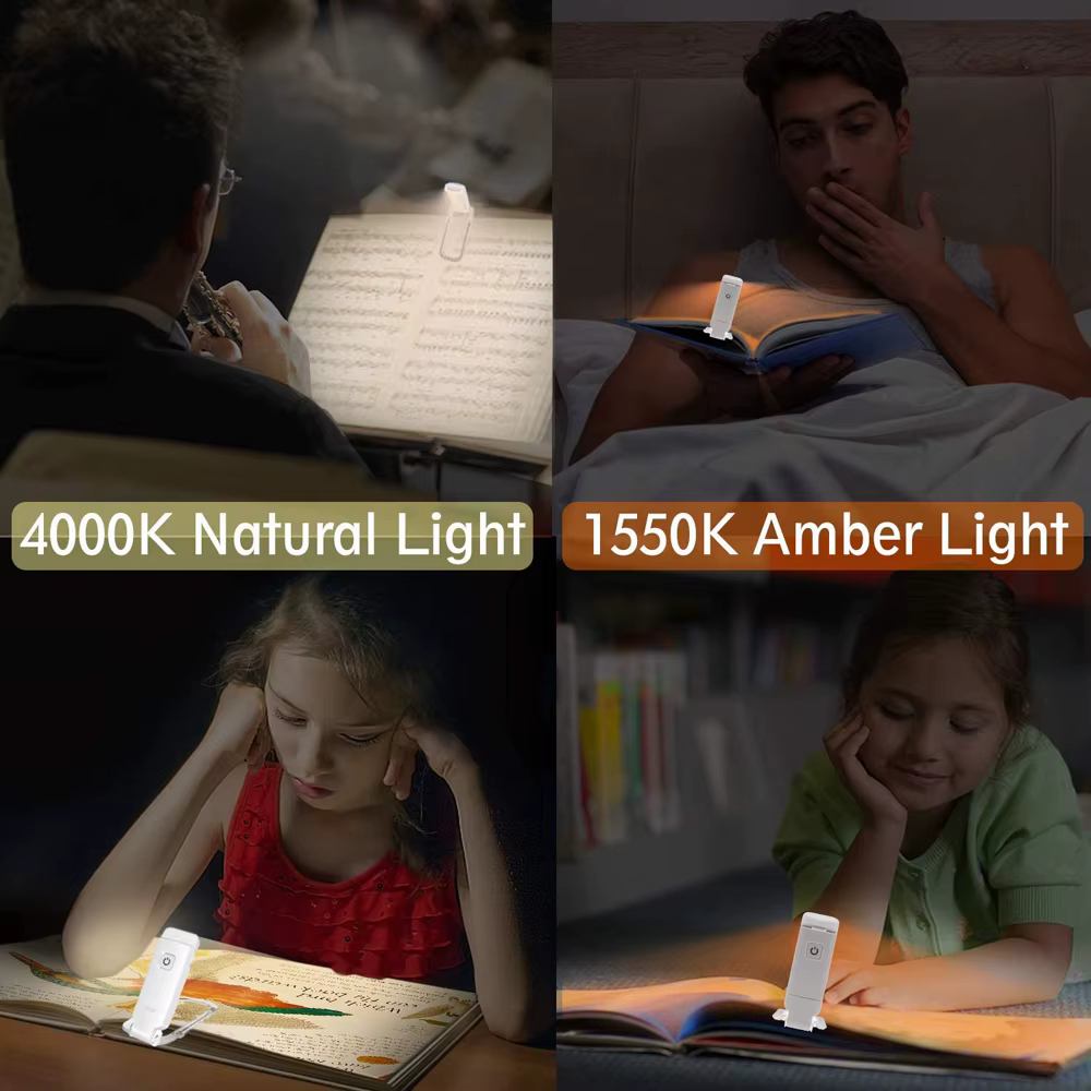 USB Rechargeable livre lampe de lecture luminosité réglable LED pince sur livre lumière soins des ye
