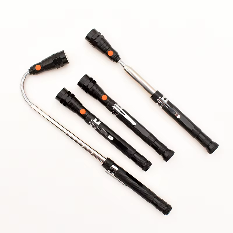 Lampe de poche Portable à 3 LED, torche à tête Flexible avec aimant, lampe télescopique Flexible, ou