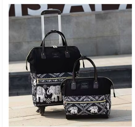 Sac à roulettes de voyage pour femmes, sac à dos à bagages à main avec sac à main, valise à roulette