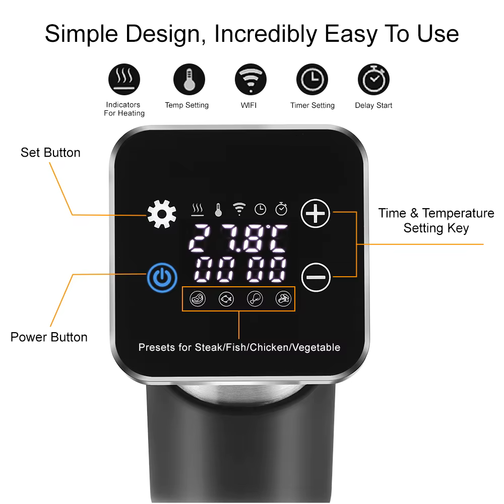 BioloMix – cuiseur Sous Vide WiFi en acier inoxydable, 5ème génération, étanche IPX7, circulateur à 