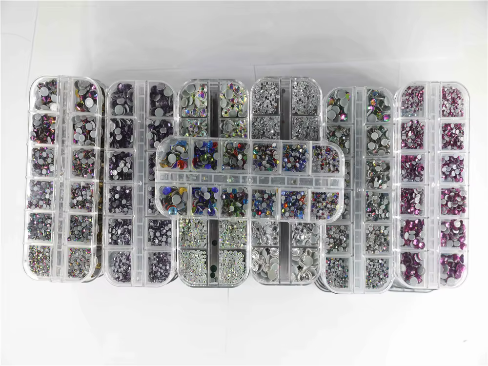 Ensemble de Strass correcteurs à chaud, 12 grilles, 1000 pièces, mélange de tailles, pierre à dos pl