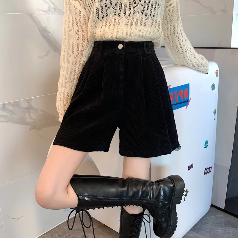 Short en velours côtelé pour femme, simple, pur, design confortable, mode décontractée, basique, Ulz