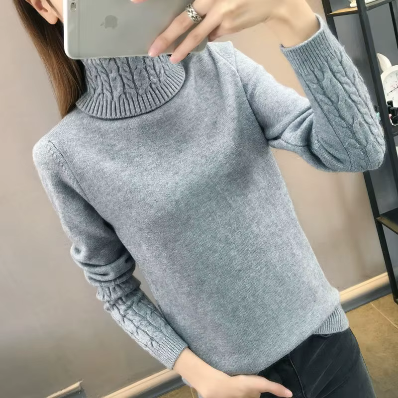 Pull à col roulé pour femme, pull en tricot à manches longues pour l'hiver, pull chaud pour femme, p