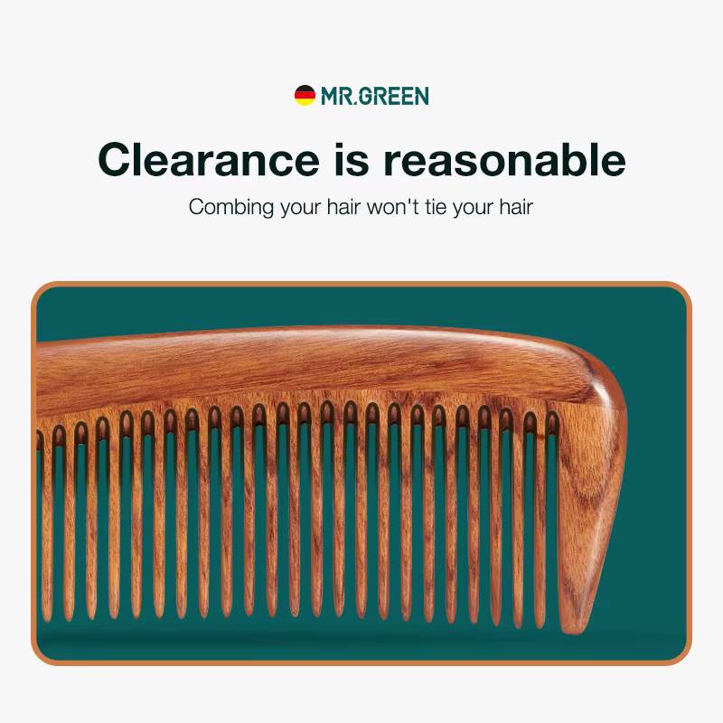 MR.GREEN – peigne à cheveux en bois naturel, Structure d'épissure, brosse à dents fines, antistatiqu