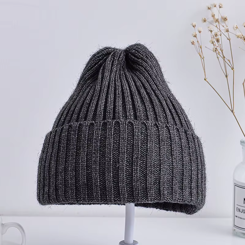 Bonnet tricoté côtelé pour bébés filles et garçons, casquette coupe-vent décontractée pour tout-peti