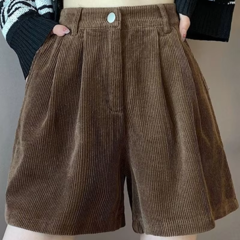 Short en velours côtelé pour femme, simple, pur, design confortable, mode décontractée, basique, Ulz