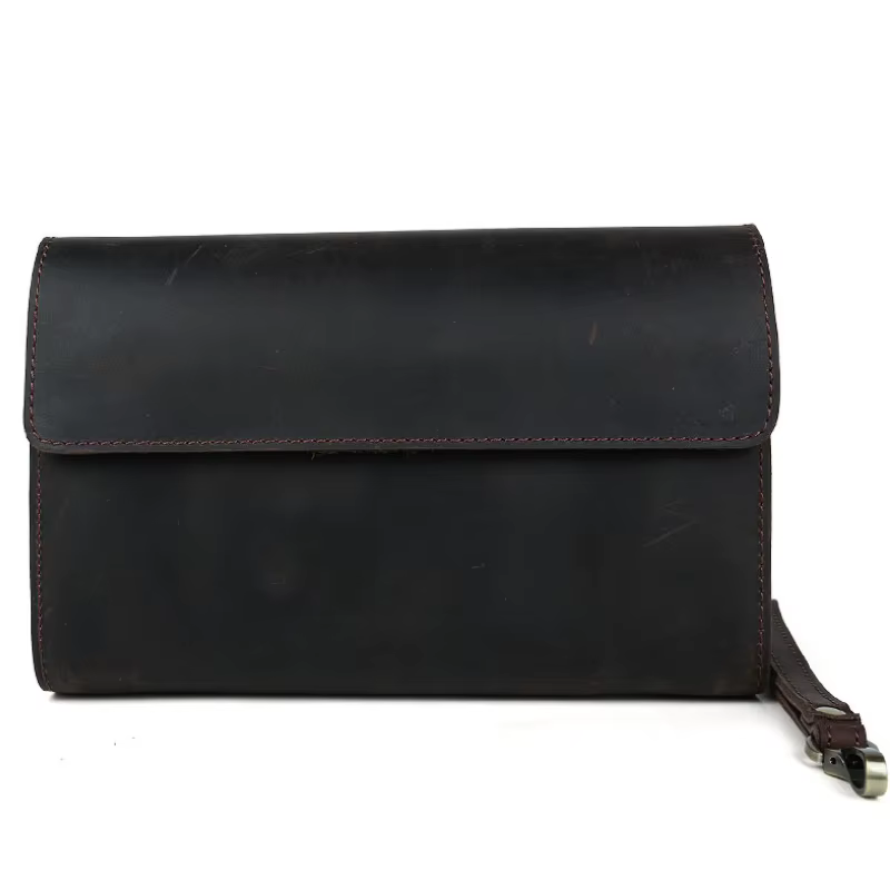 Grand portefeuille en cuir véritable pour homme, pocommuniste de jour, sac à main de style vintage, 