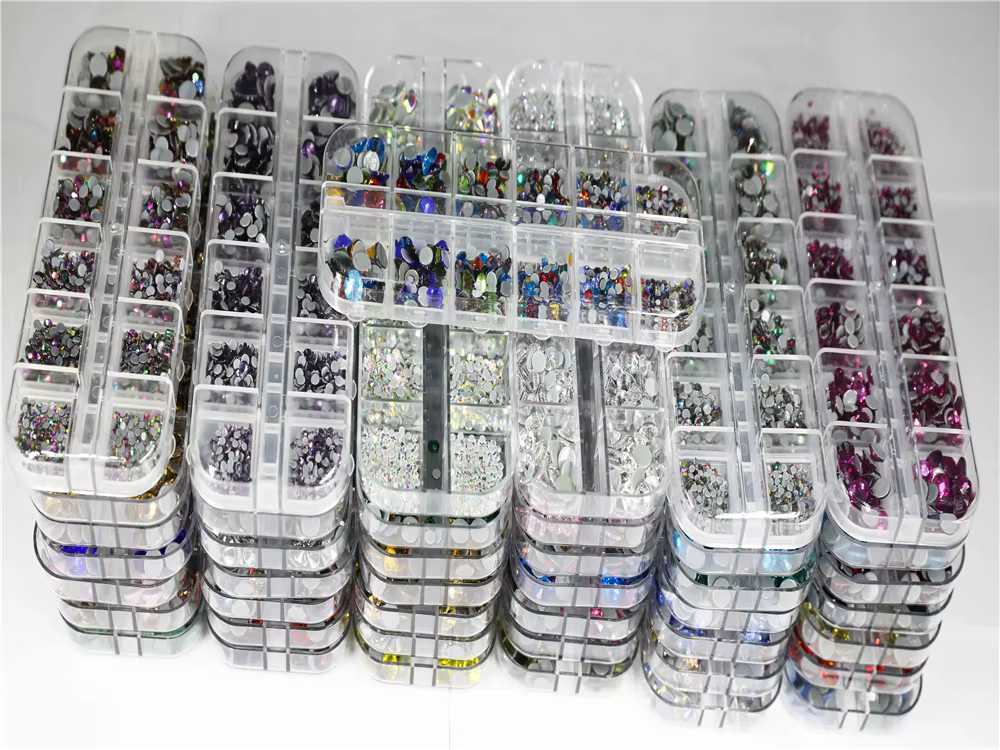 Ensemble de Strass correcteurs à chaud, 12 grilles, 1000 pièces, mélange de tailles, pierre à dos pl