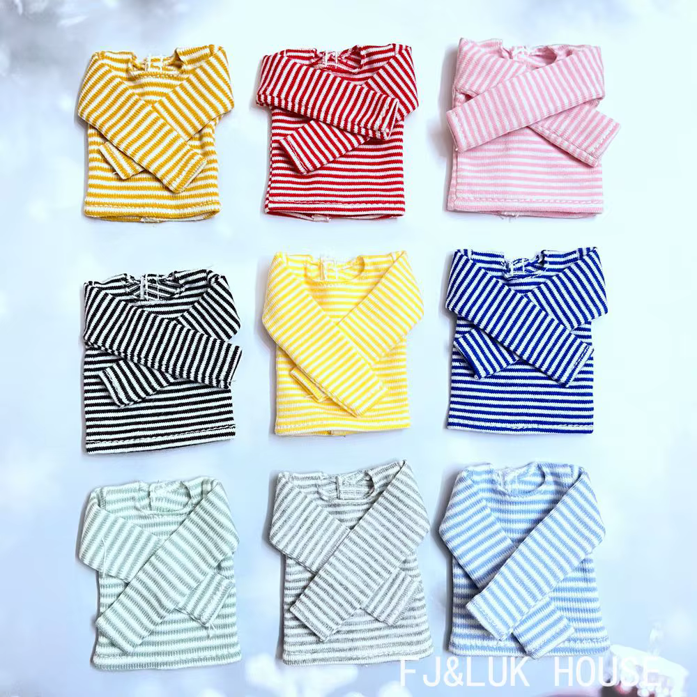 Blyth – T-shirt à manches longues et rayures en coton, vêtements pour poupées Pullip Blyth 1/6, acce