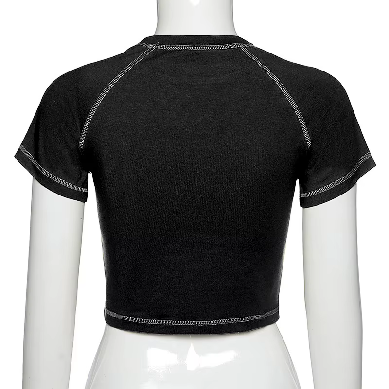 T-shirt femme Harajuku haut court Harajuku rétro coréen noir démon Punk gothique Anime imprimé vêtem