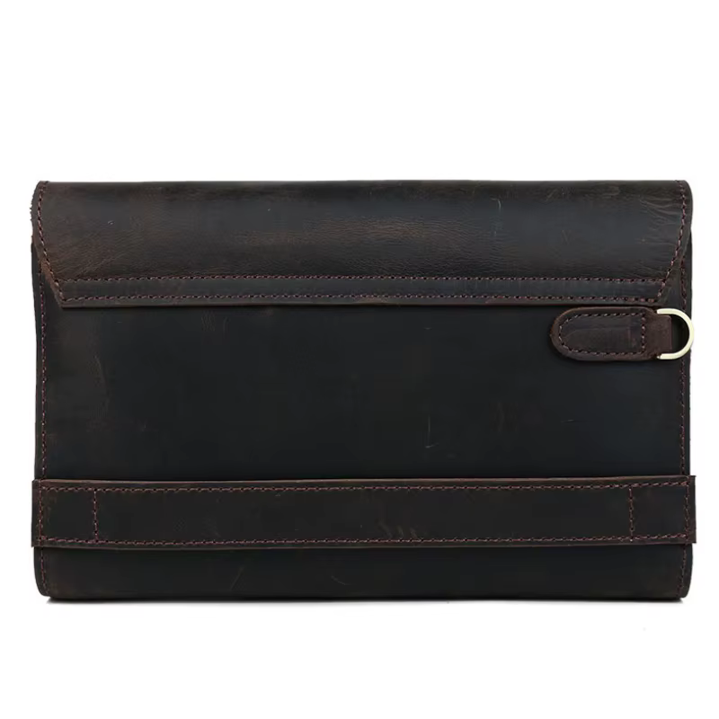 Grand portefeuille en cuir véritable pour homme, pocommuniste de jour, sac à main de style vintage, 