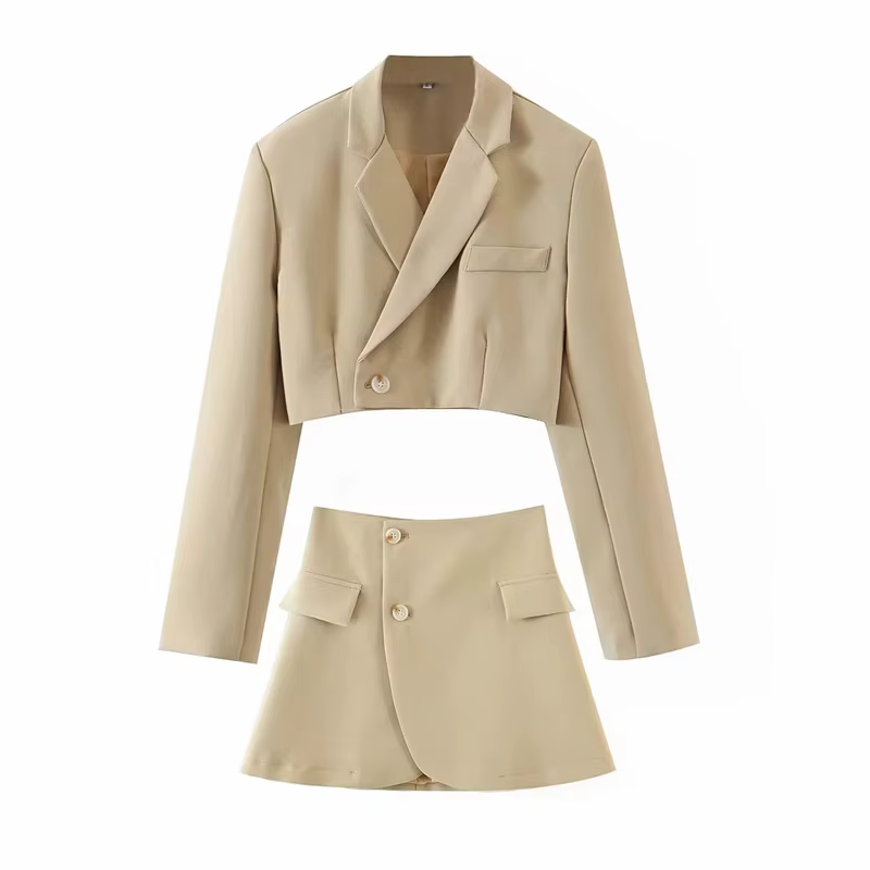 XEASY-Ensemble Deux Pièces pour Femme, Blazer, Jupe Courte, Tweed Trempé, Manches sulf