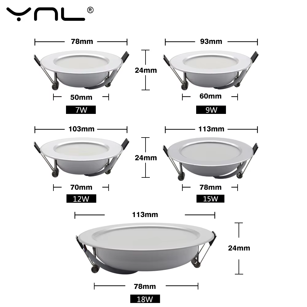 7W 9W 12W 15W 18W Spot LED Downlight AC 220V 240V étanche blanc chaud blanc froid cuisine ronde lamp