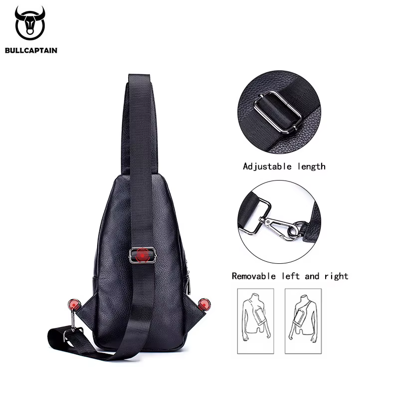 BULLCAPTAIN sac de poitrine en cuir pour hommes sac de rangement de voyage multifonction sac de mess