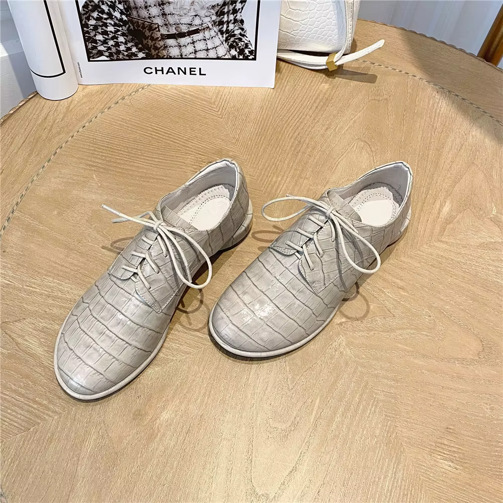 Escarpins à lacets en cuir verni pour femmes, chaussures de printemps et d'automne à bout rond et à