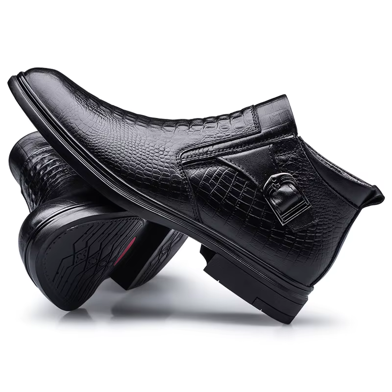 Bottes d'affaires en cuir de vache de qualité pour hommes, bottines de neige chaudes en fourrure, mo