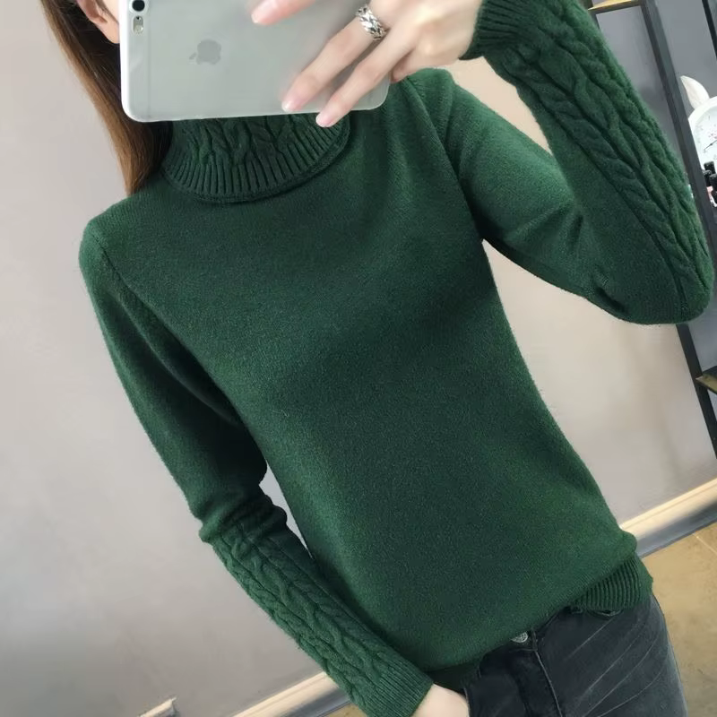 Pull à col roulé pour femme, pull en tricot à manches longues pour l'hiver, pull chaud pour femme, p