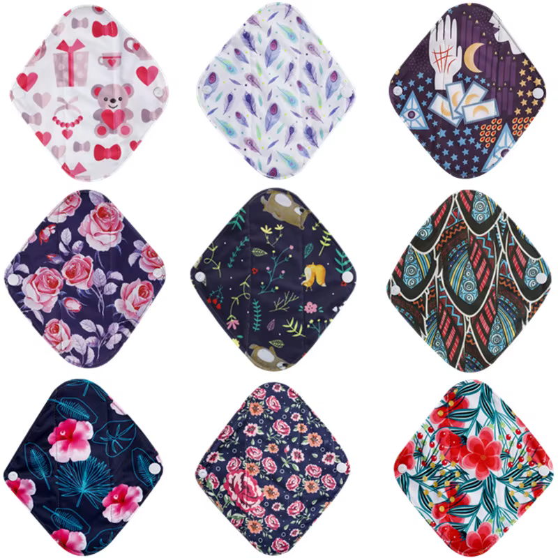 Serviettes hygiéniques réutilisables au charbon de bambou, 10 pièces, doublure de culotte lavable, s