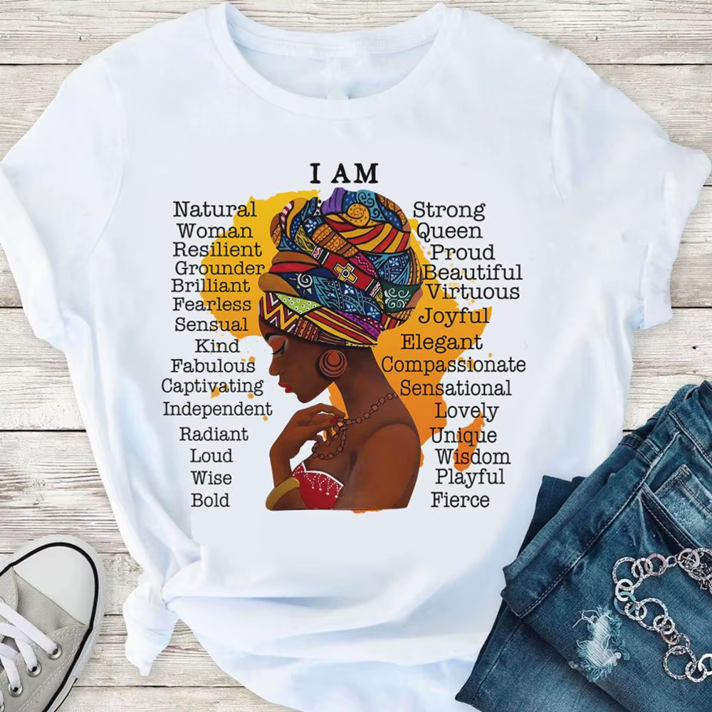 T-shirt magique Black Girl, I am Melanin Queen Graphic Tees, Afro American Tees, Black Veves Matter