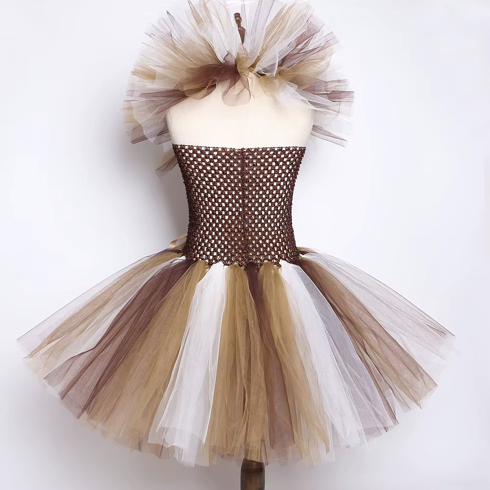 Costume de Lion de la Jungle marron pour bébés filles, robe Tutu fantaisie de fête d'animaux pour en