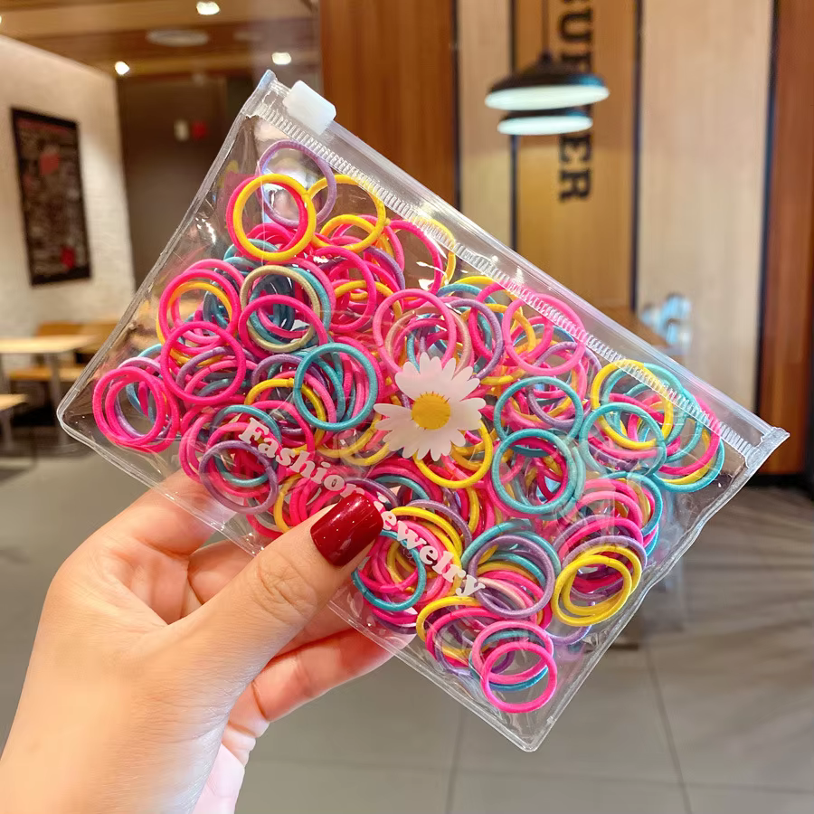 100 pièces/lot petits attaches de cheveux gomme coloré en Nylon élastique corde poupée kaki noir ban