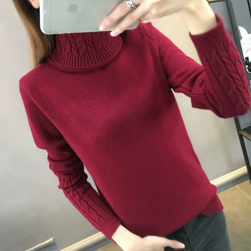 Pull à col roulé pour femme, pull en tricot à manches longues pour l'hiver, pull chaud pour femme, p