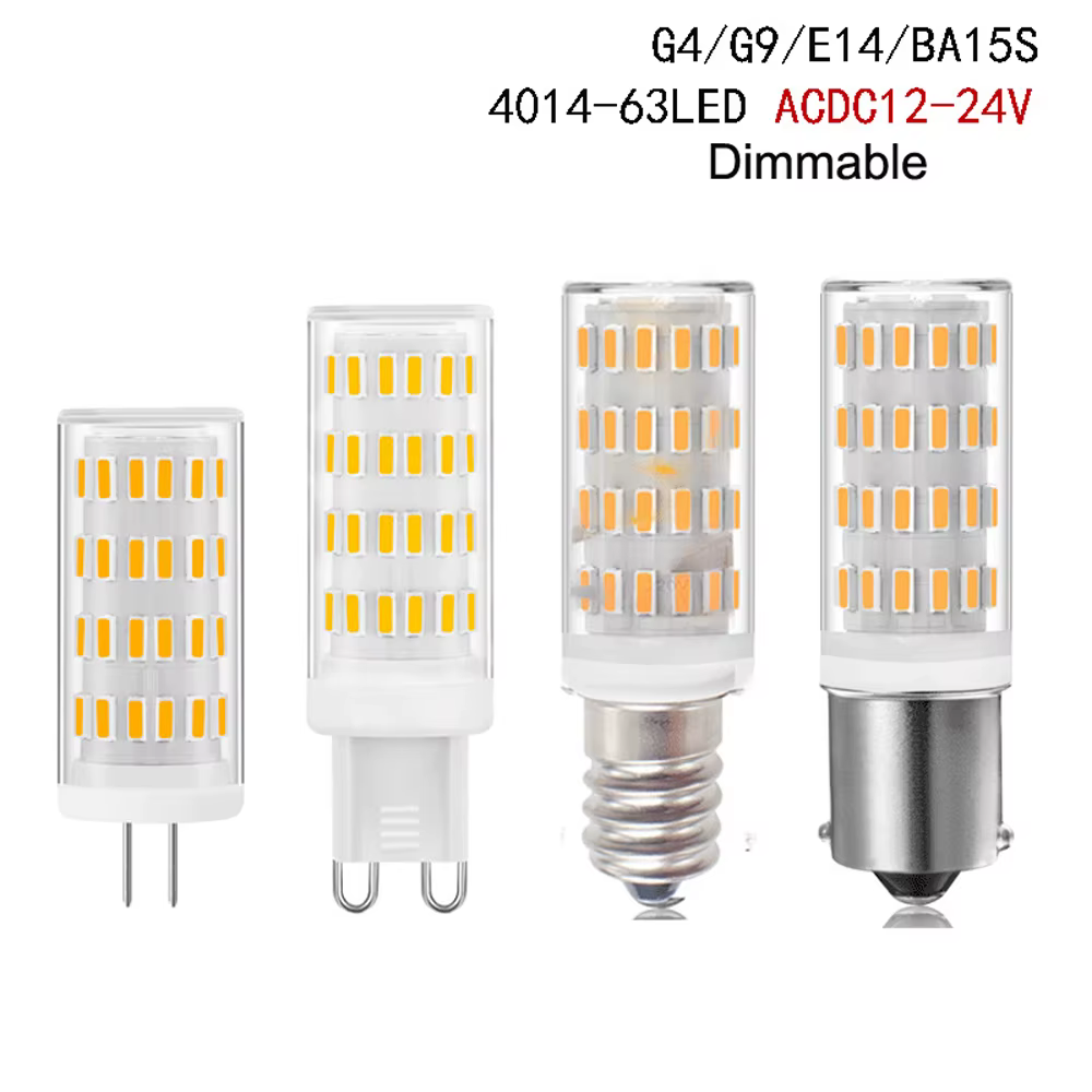5 pièces 12v 24V lampe LED variable g4 G9 E14 BA15S ampoule LED blanc chaud froid pour lustre en cri