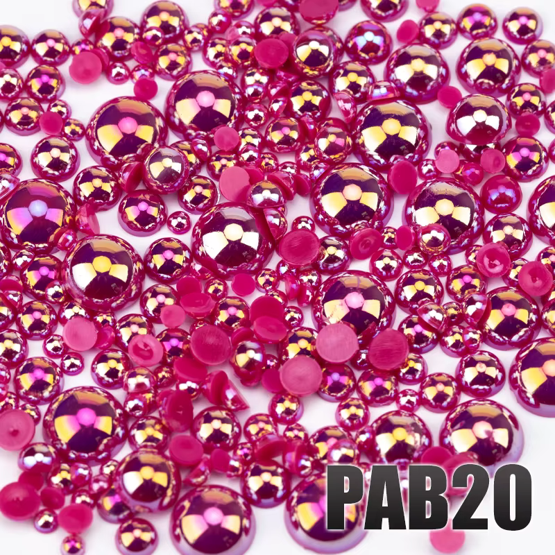 VDD 2.5/3/4/5/6/8/10mm couleur AB macaron ABS perles d'imitation demi-rondes perles à dos plat brico