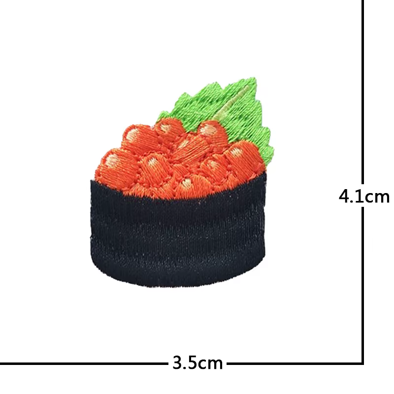 Sushi saumon poché oeuf Patch pour vêtements fer sur broderie Applique mignon tissu Badge bricolage
