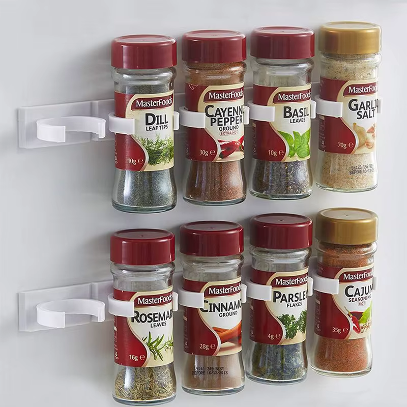 Pince murale en plastique pour épices, rangement de cuisine à domicile, ingrédients T1, accessoires 