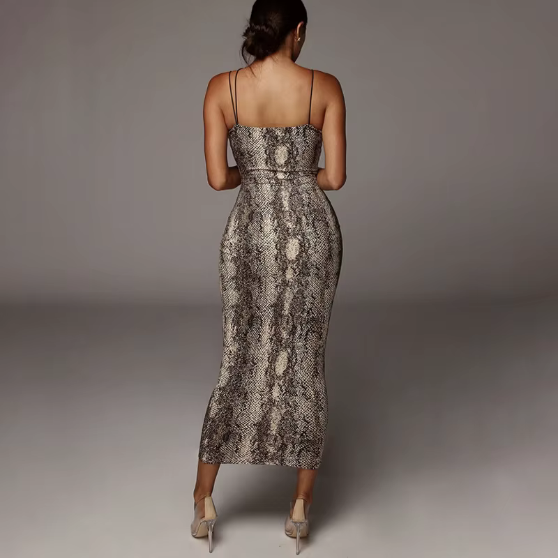Robe mi-longue sexy à imprimé léopard pour femmes, sans manches, col en V, streetwear à la mode, ten